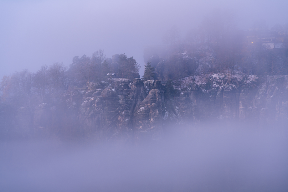 Bastei, Nebel, Frost