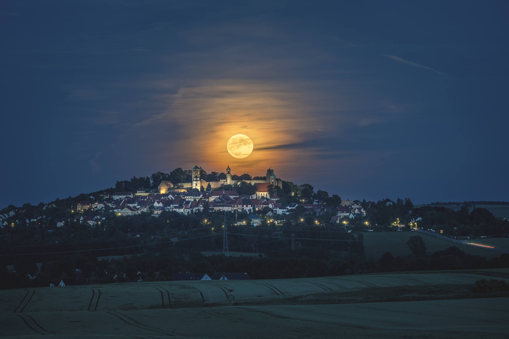 Stolpen, Mondlicht, Sachsen, Sommer, Burg Stolpen