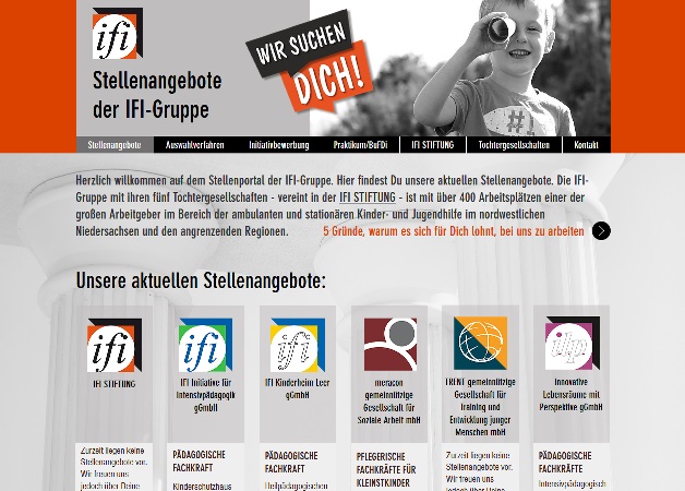 Das neue Stellenportal der IFI-Gruppe Screenshop www.unsere-stellenangebote.de