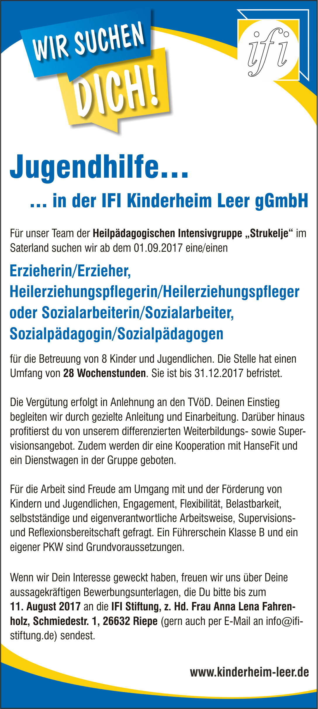 Stellenausschreibung 1.9.17