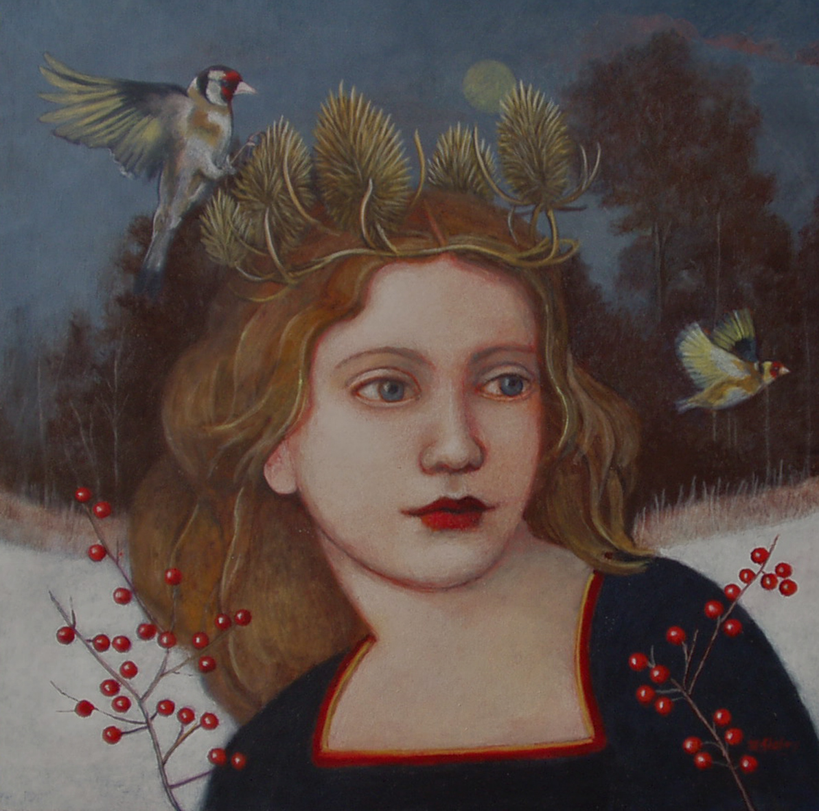 Winter Gold - 15 x 15 cms square card - blank inside with matching envelope.