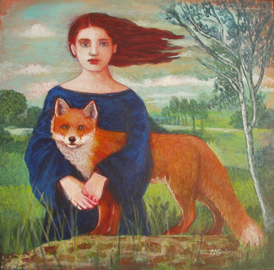 Girl with Fox - Greeting Card