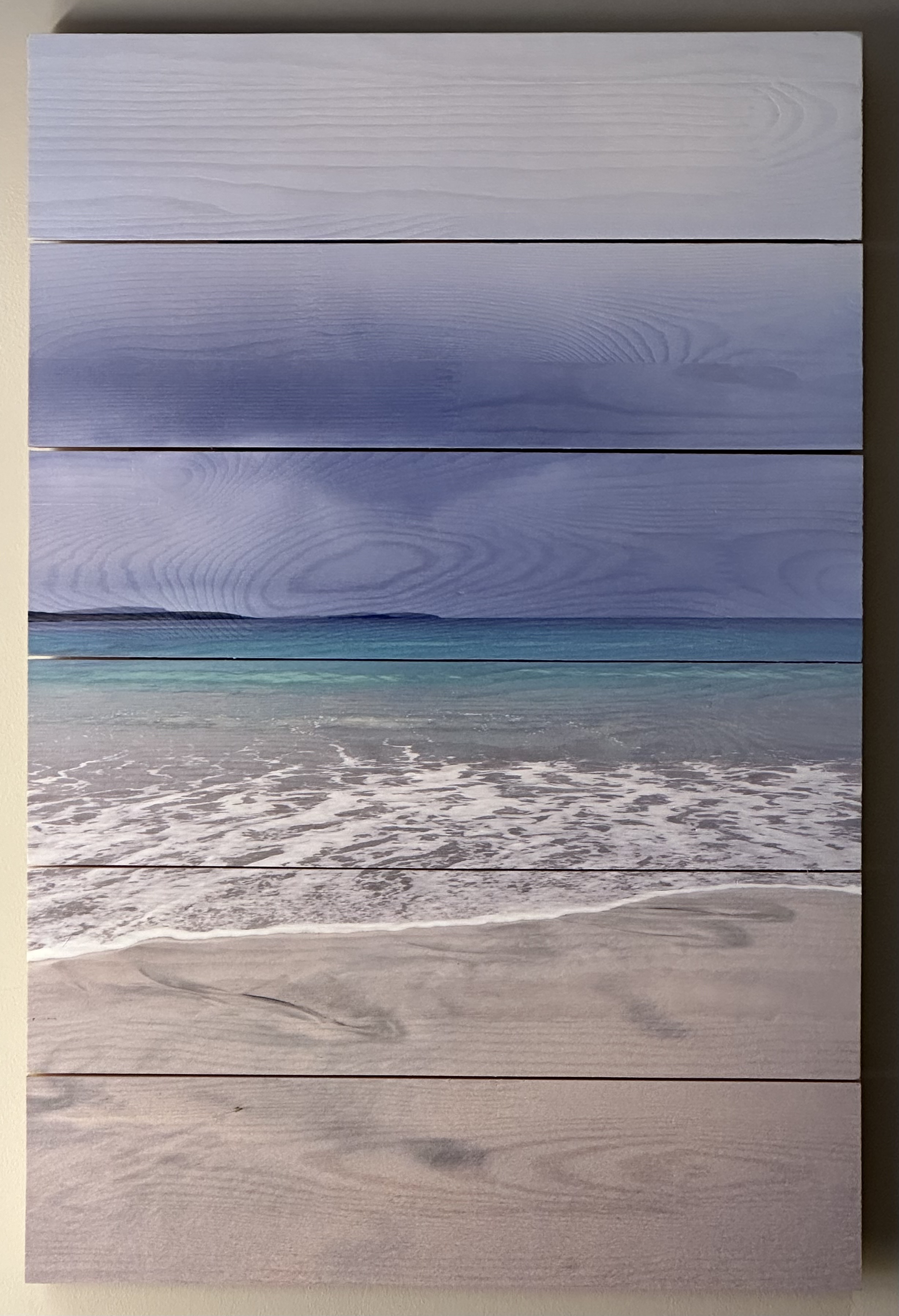 Aquamarine Colours at Easting, Unst - Photo on Wood