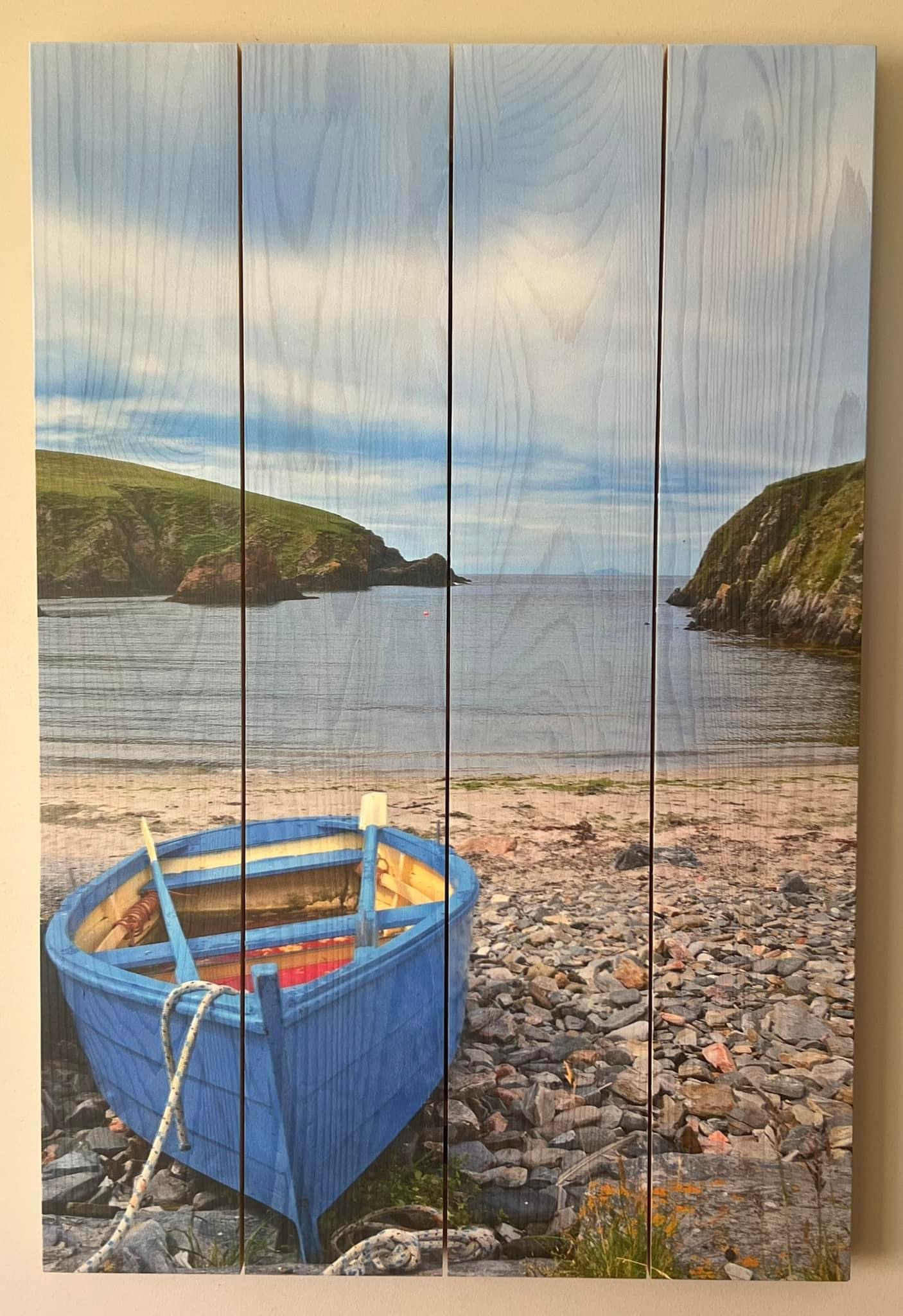 Peerie Boat at Peerie Spiggie Beach - Photo on Wood