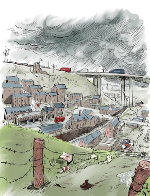 A drawing of Littlehope .A town in the west riding