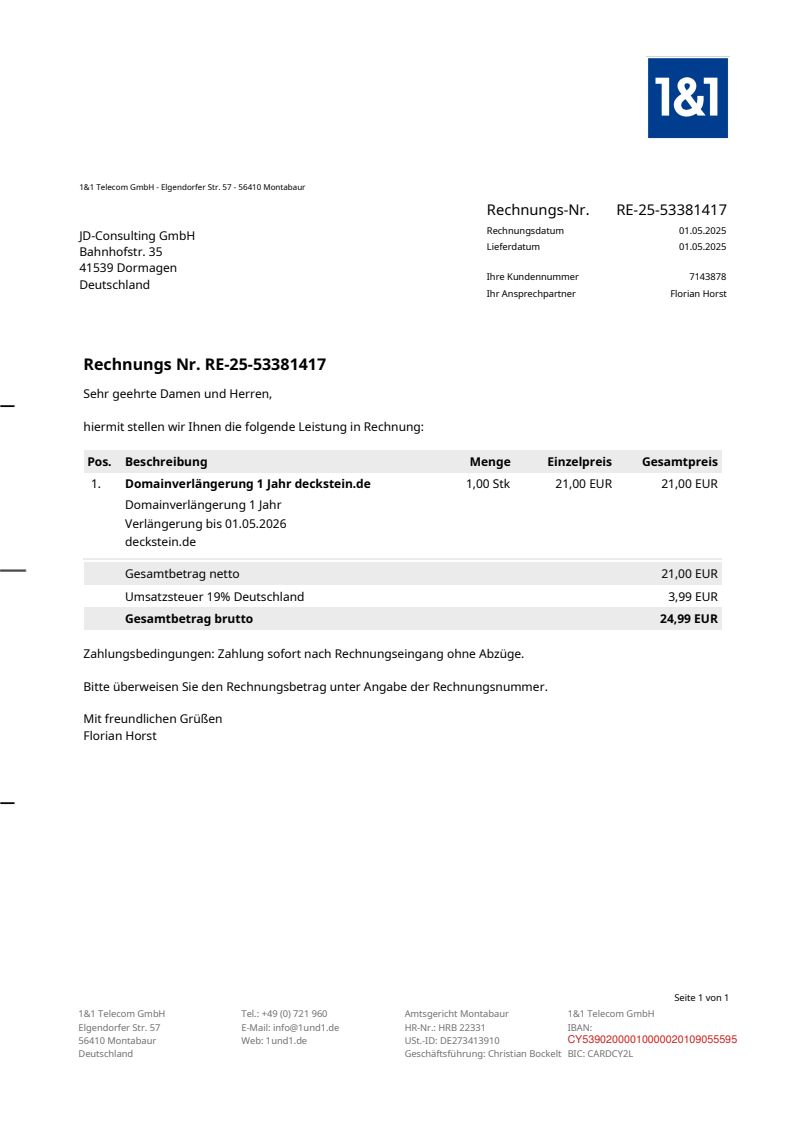 Bankverbindung prüfen ...
