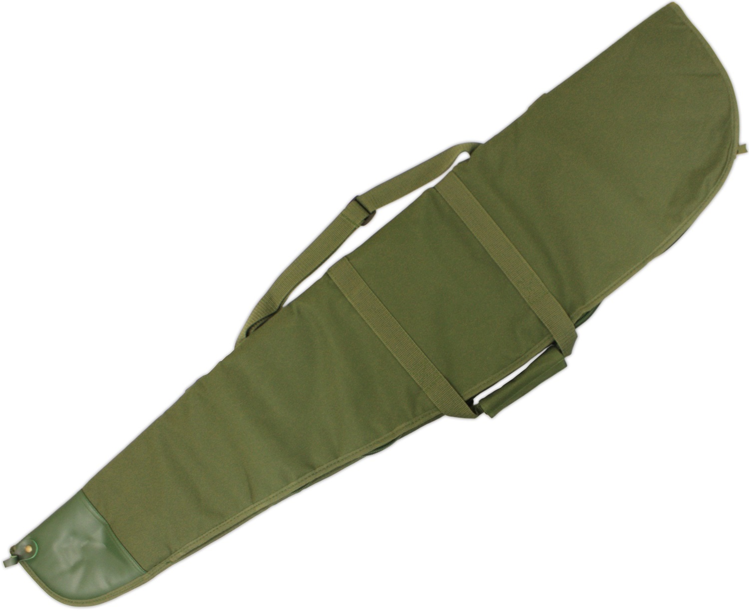 green unpadded gun bag with shouder strap and front pocket 