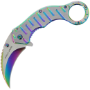 Lock Knife with Stainless Steel Handle and Rainbow Finish Blade