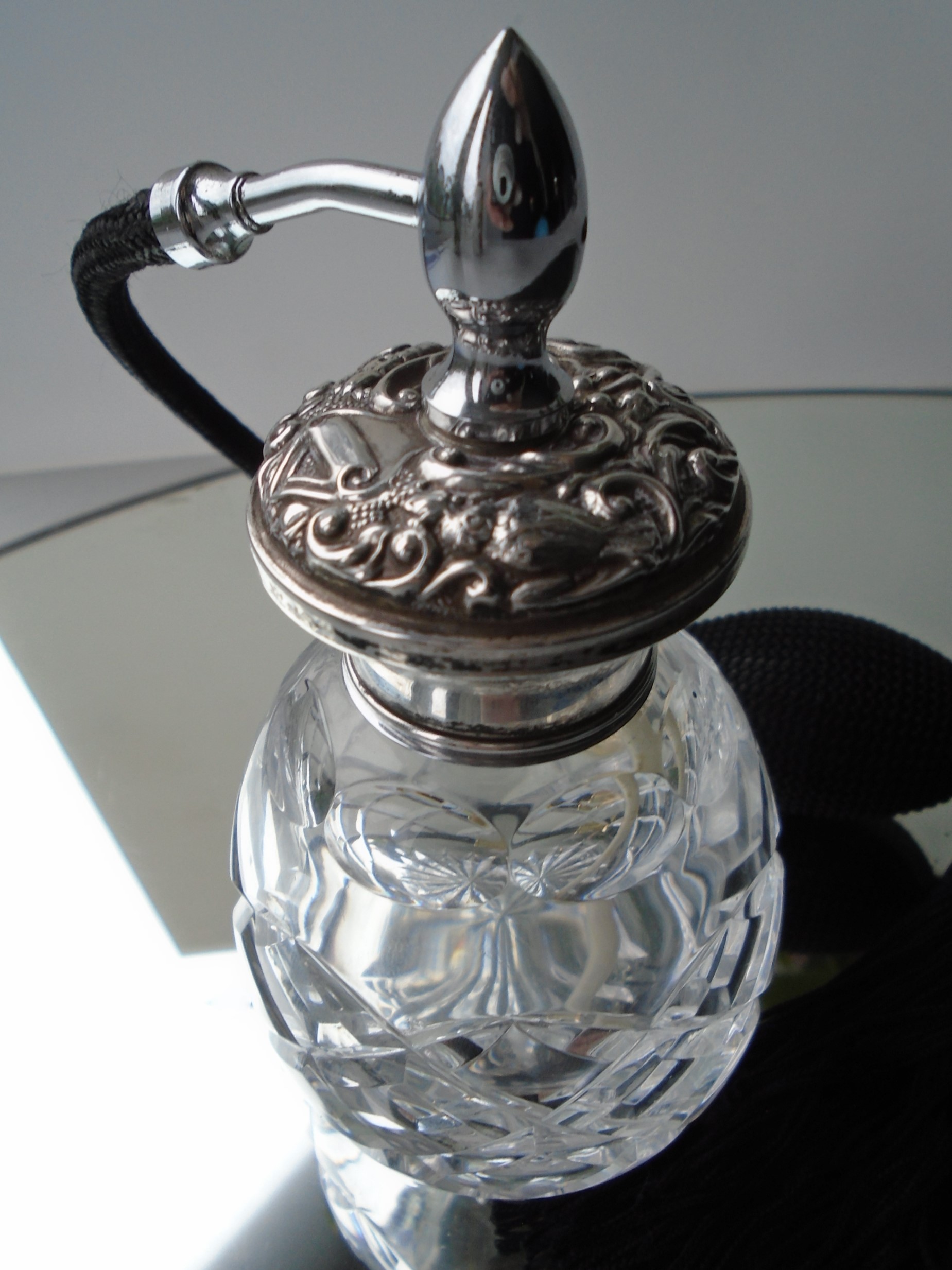80s Vintage Sterling Silver Topped Royal Brierley Crystal Perfume Atomiser.
