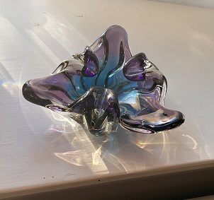 60s vintage Czech Glass Bowl very much in the style of Josef Hospodka for Czech maker Chribska