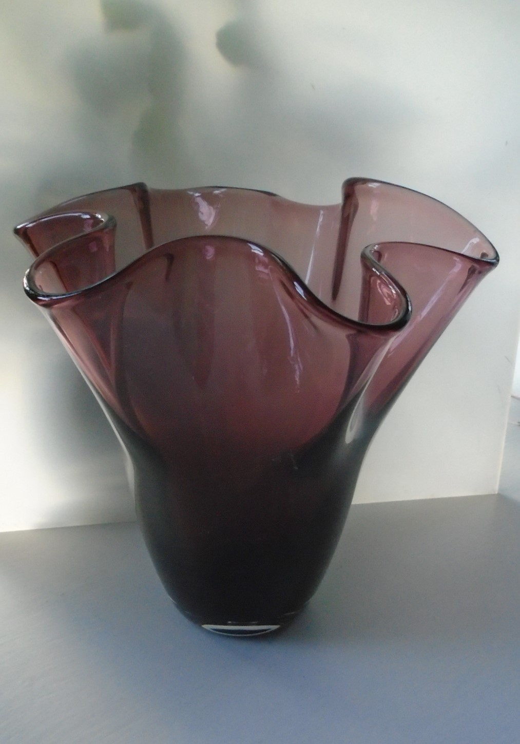  Superb quality Volleroy & Bosch Amethyst Glass Handkerchief Vase.