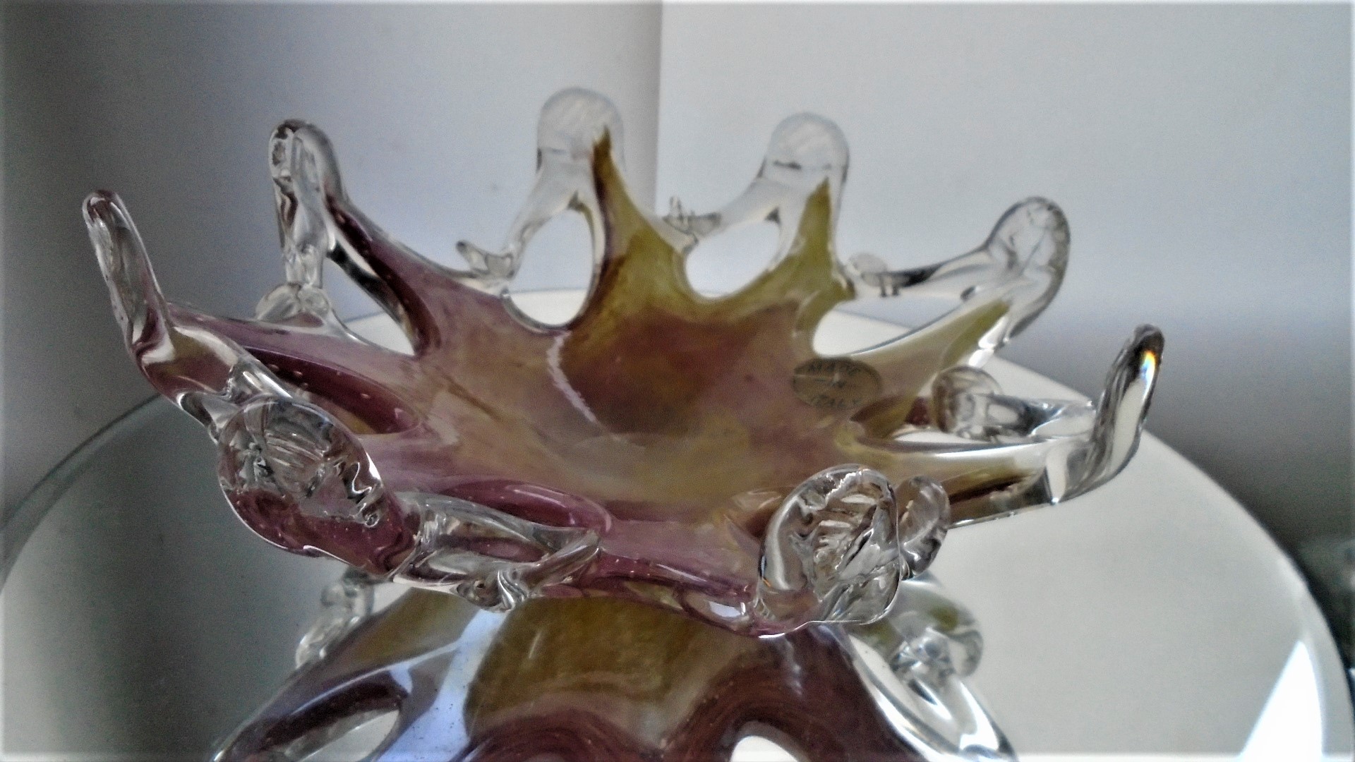 Lovely piece of Modern Italian Glass in the form of this organic shaped glass bowl.  