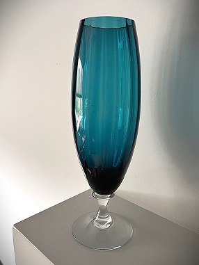 LARGE 60s VINTAGE EMPOLI FOOTED GLASS VASE