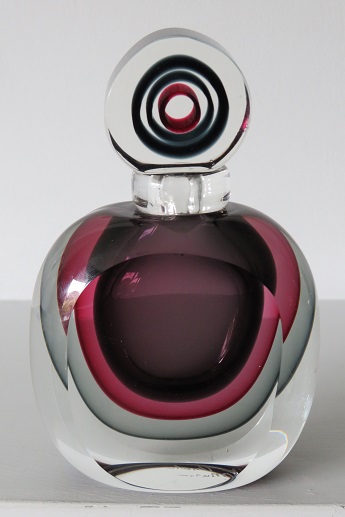 Murano art glass Perfume Bottle by glass maestro Luigi Onesto  