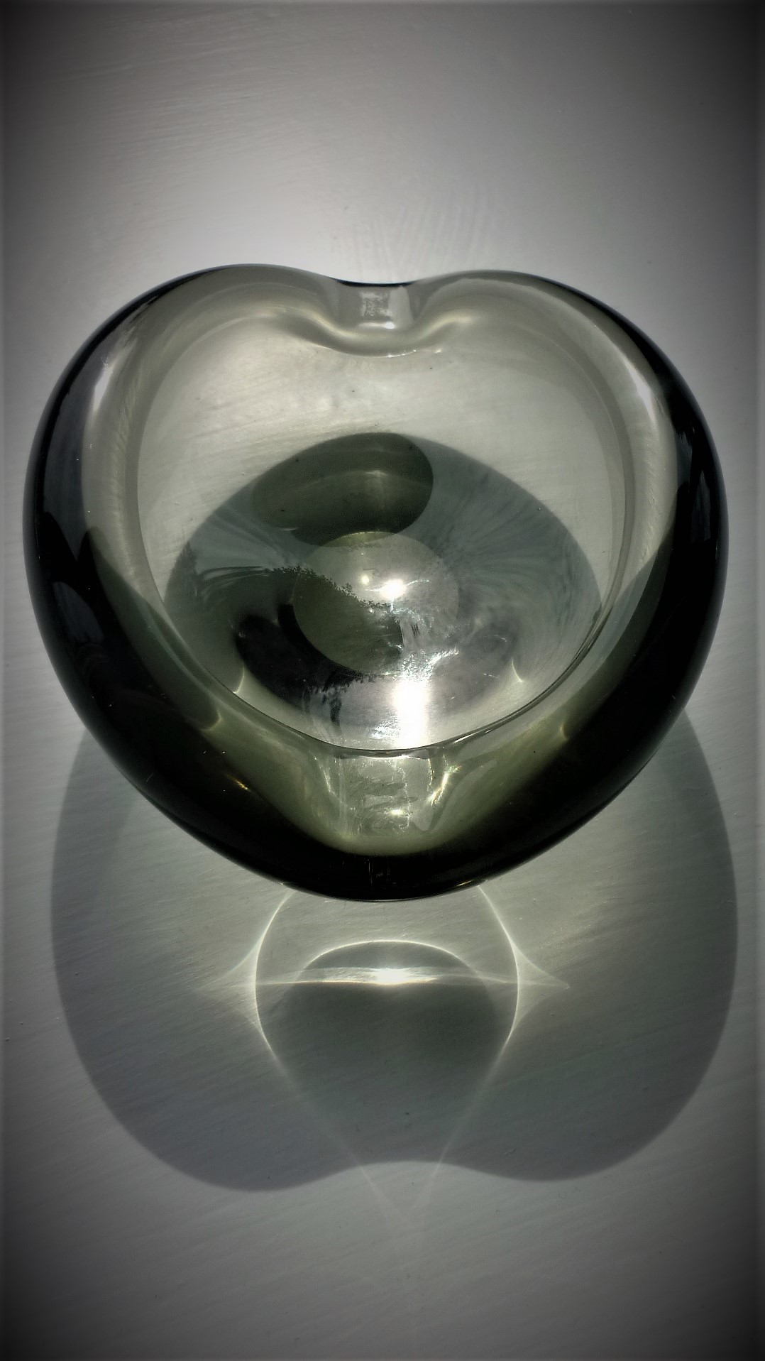 Superb example of a Holmegaard 1950s vintage Per Lutken Smokey Glass bowl.