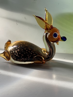  Quirky Murano style Glass figurine of a seated deer.