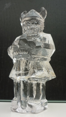 Pukeberg pressed glass figurine of a Viking Warrior. 