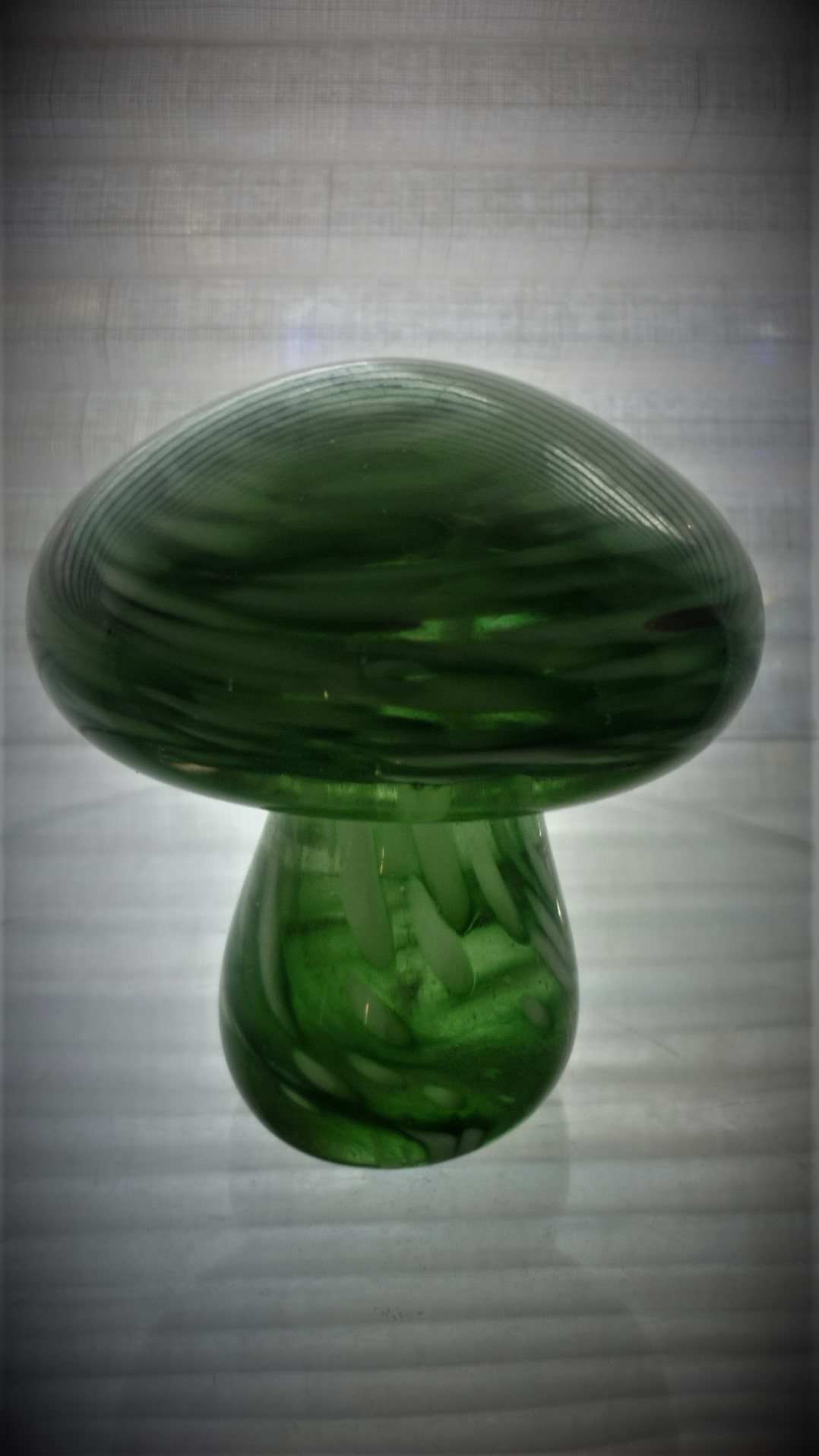 Green Mdina Glass Mushroom paper weight