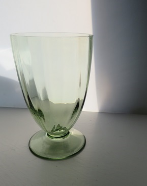  Vintage green glass footed beaker