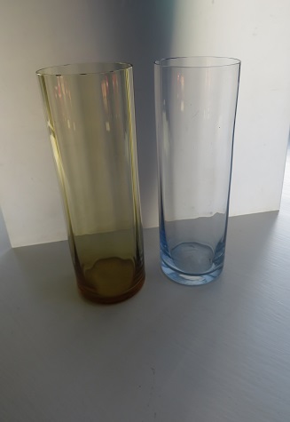 A pair of  lovely quality Harlequin retro style tall  ribbed glasses