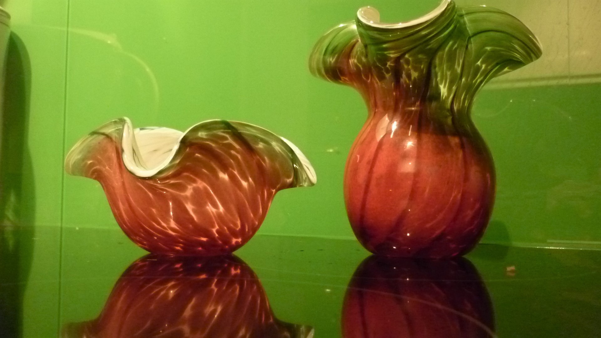 Pair of pretty vintage Mtarfa flared rim vases