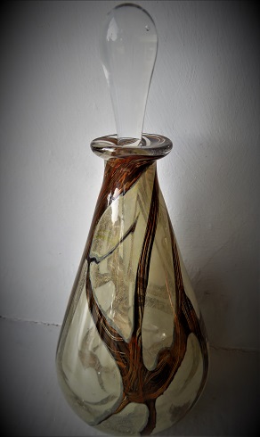 Charming 70's Vintage Mdina Earthtone Glass Scent Bottle.