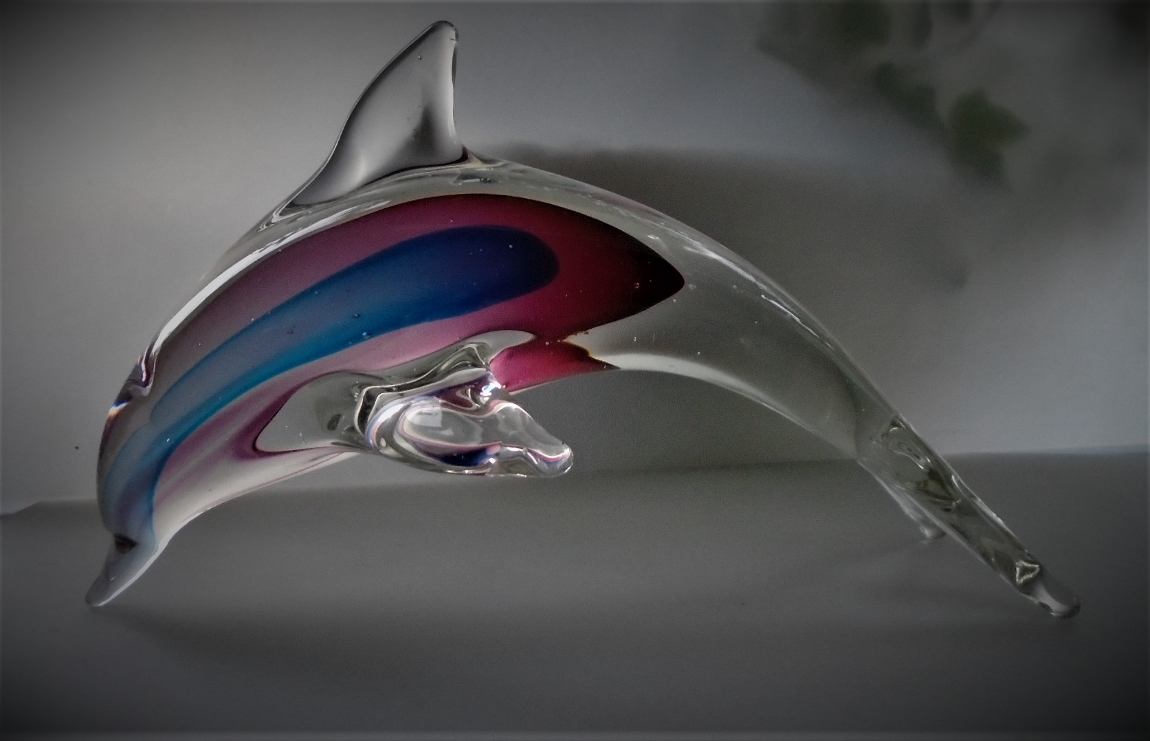 Super Murano Style glass Dolphin figurine.