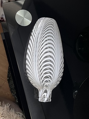 Antique Nailsea Victorian period glass flask in clear and white. 