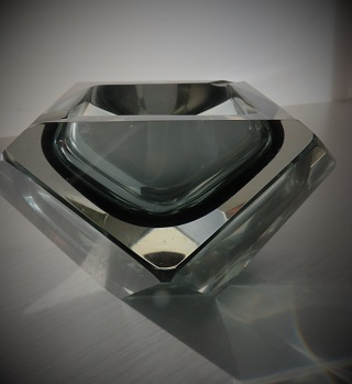  60s Vintage Murano multi facetted geometric glass bowl initially designed as an ashtray.