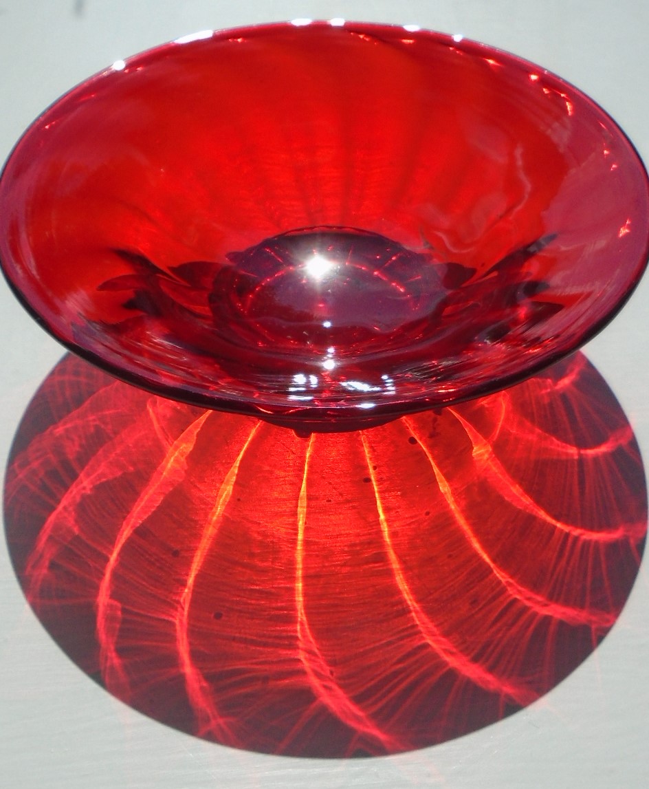 Good condition vintage Ruby Whitefriars Glass Sweet Dish Catalogue No.9273