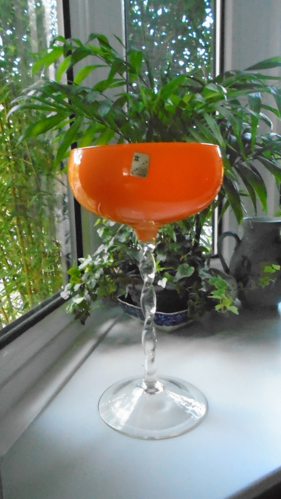 Italian Opaline Glass  long twisted stem glass bowl.