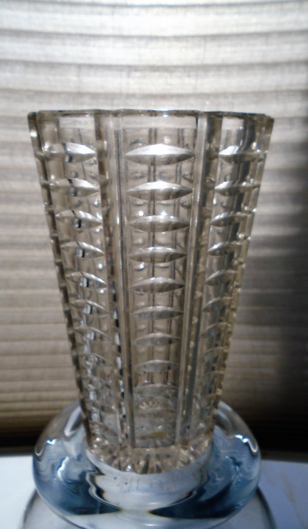 Deco style vintage Czech clear pressed glass vase