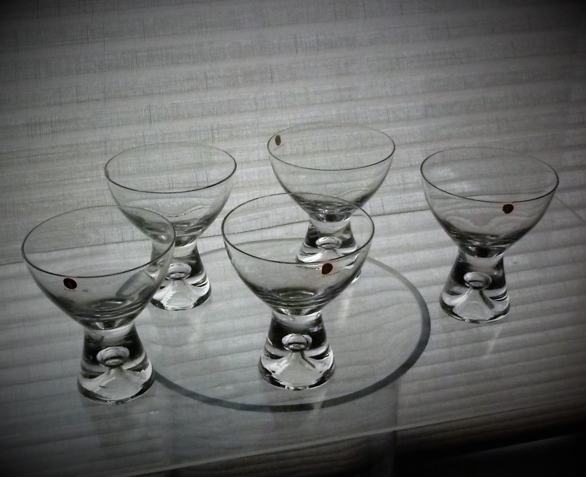 Set of 5 matching vintage Finnish Iittala Tapio Wide Rimmed Sherry Glasses