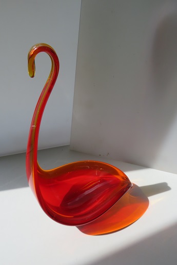  Stunning Murano Orange and Red Glass stylised figurine of a swan