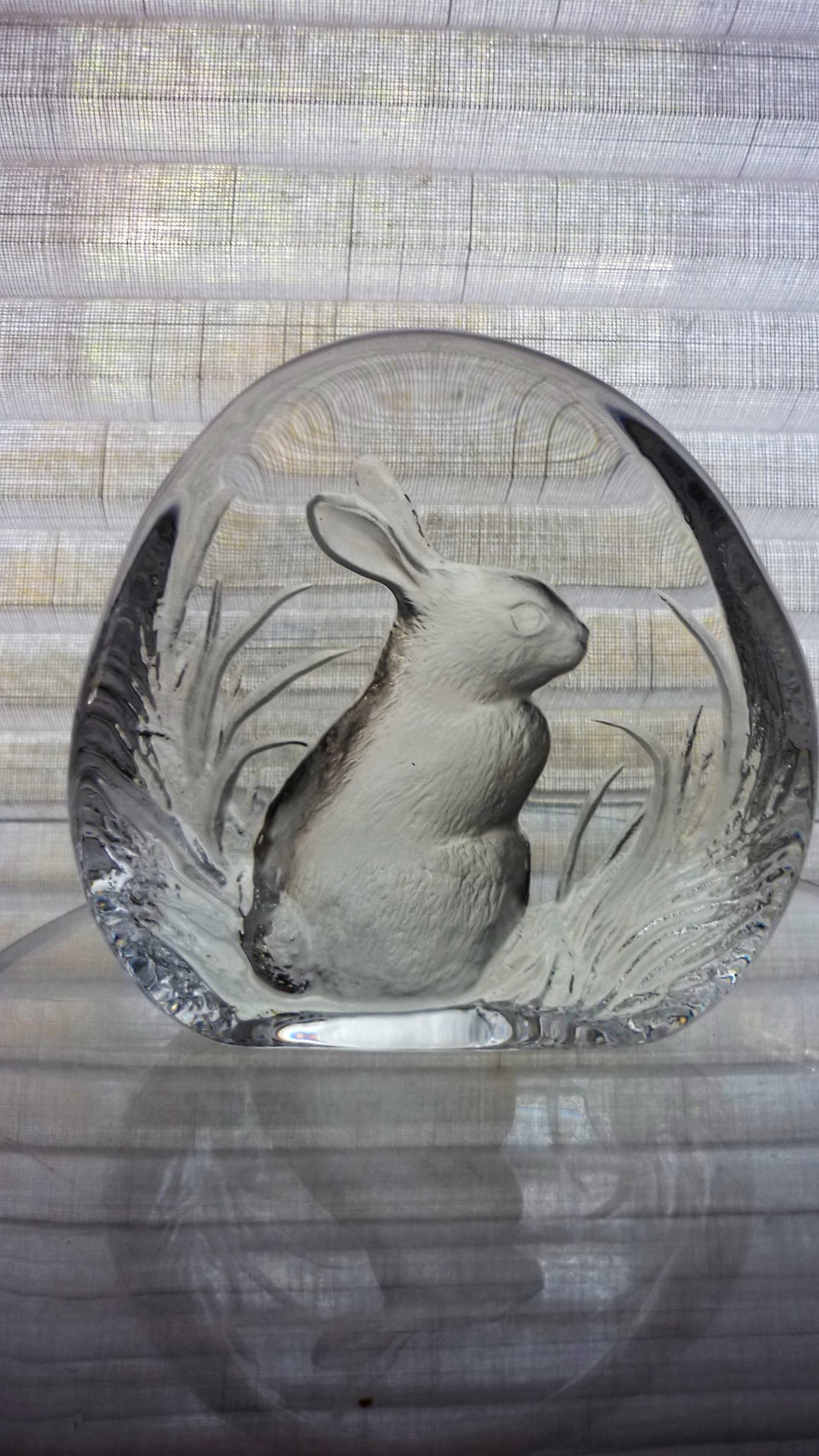 Mats Jonasson full lead glass paper weight of a  “Rabbit”.  