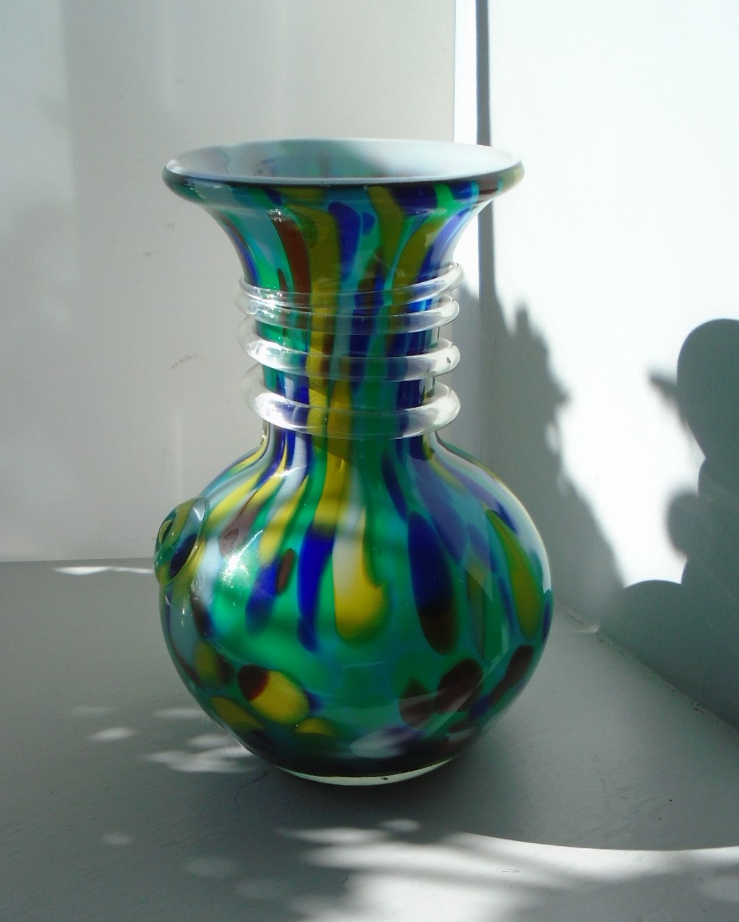 Bohemian Glass Splatter vase possibly by Frank Welz  
