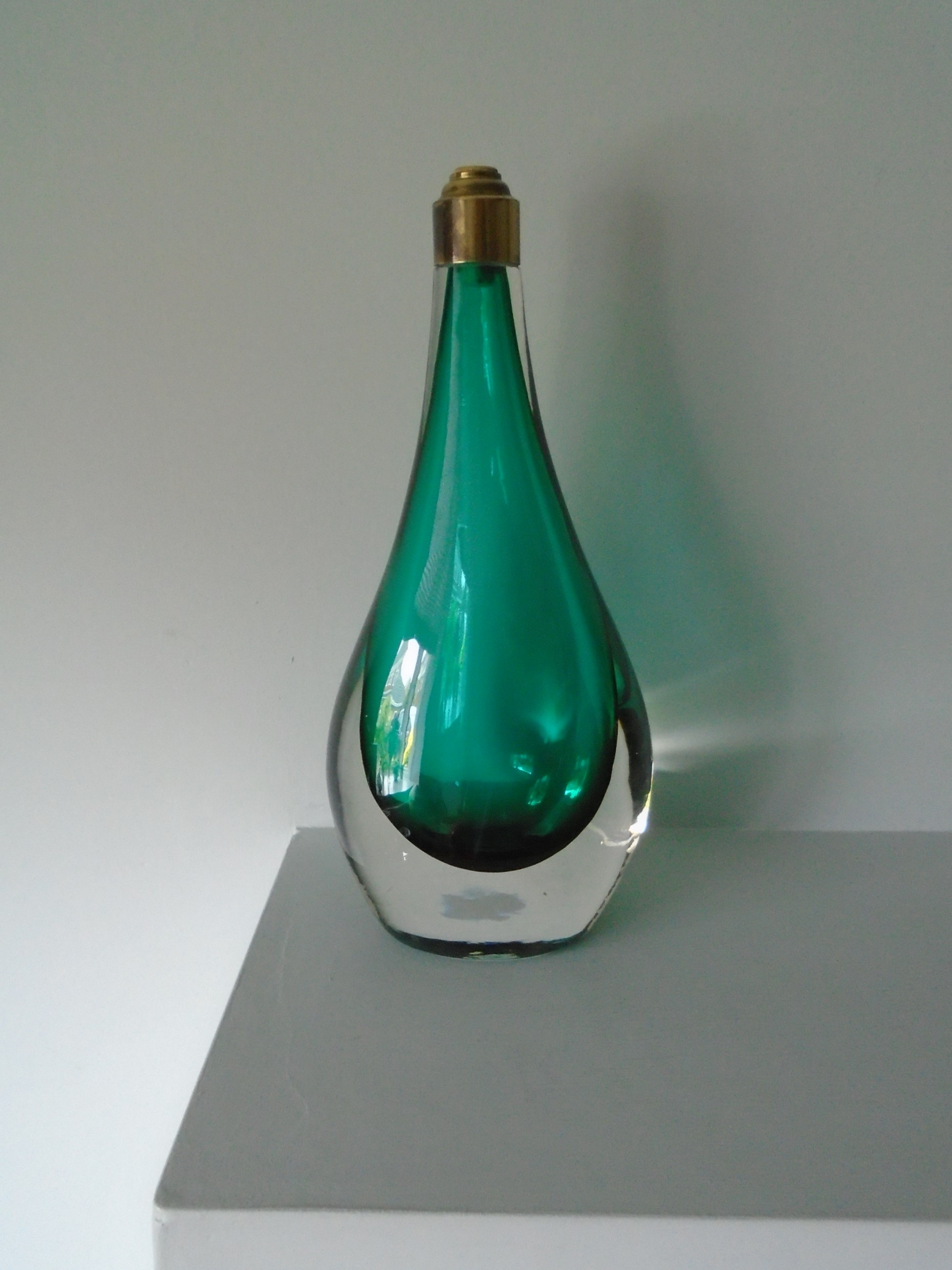 Stunning Vintage Whitefriars Glass Table Lamp Base in Green 