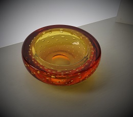  Fine example of a vintage Whitefriars Golden Amber Glass Bowl Pattern number 9099 Glass Bowl. 