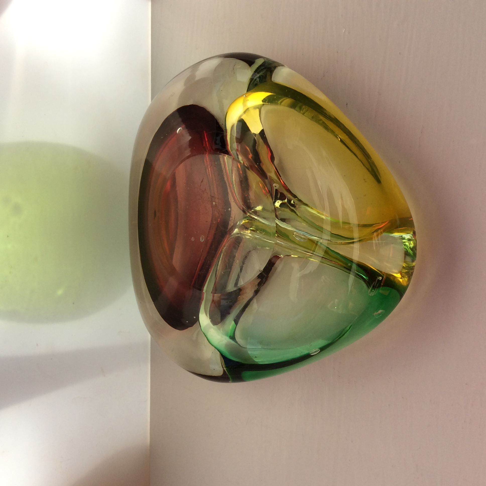 Stunning 60s modernist style Murano Glass Triangular Tri Coloured Bowl. 