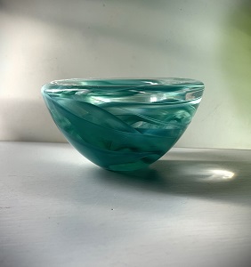 Swedish Kosta Boda glass candle holder. Designed by Anna Ehrner for the Atoll Range.