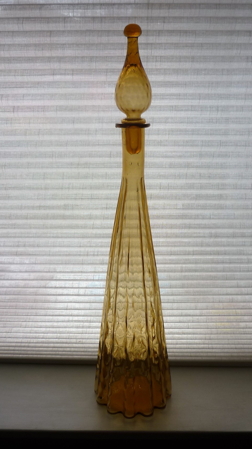 Vintage Italian Empoli  amber glass Decanter.