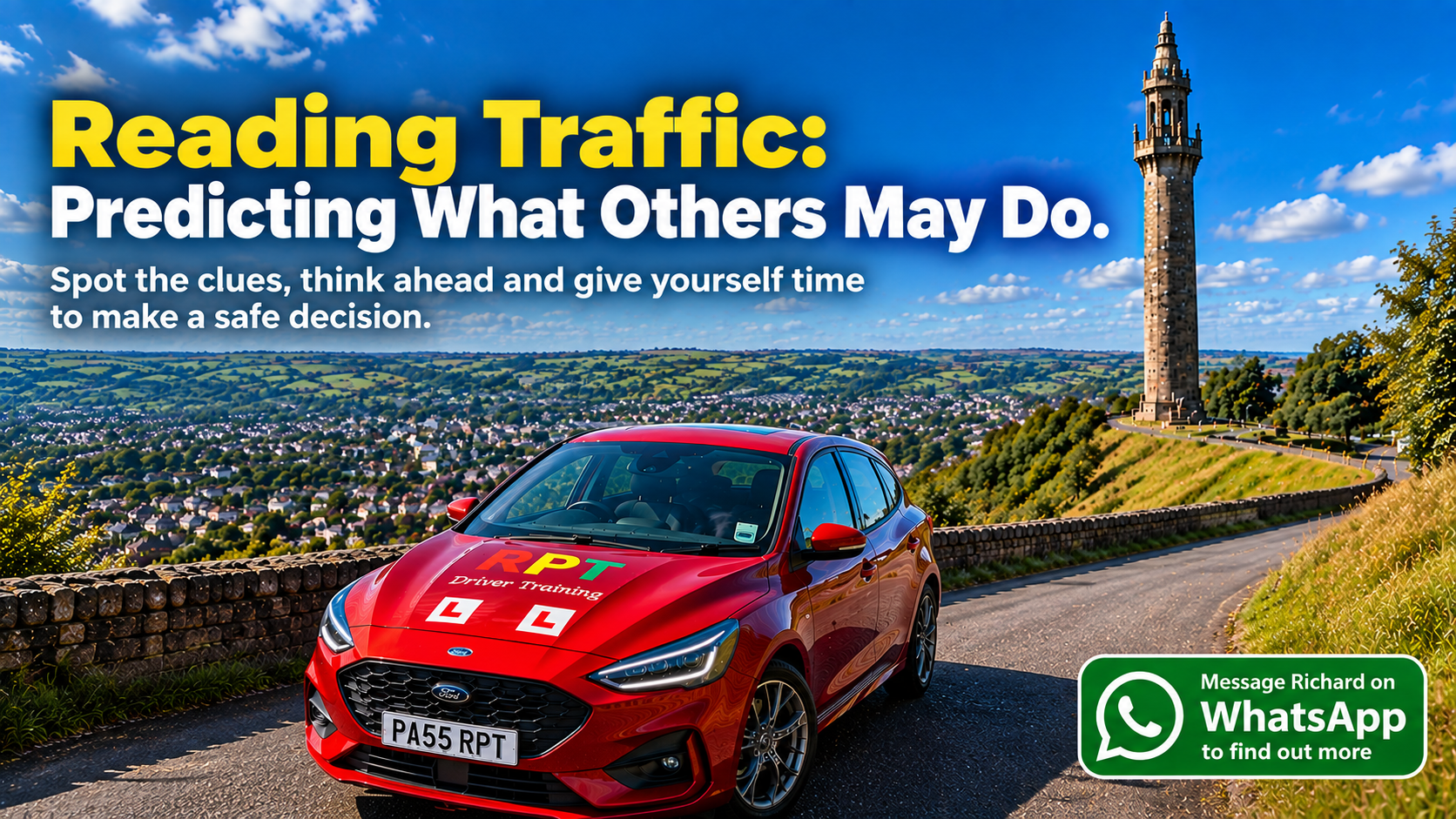 RPT Driver Training car near Wainhouse Tower in Ha