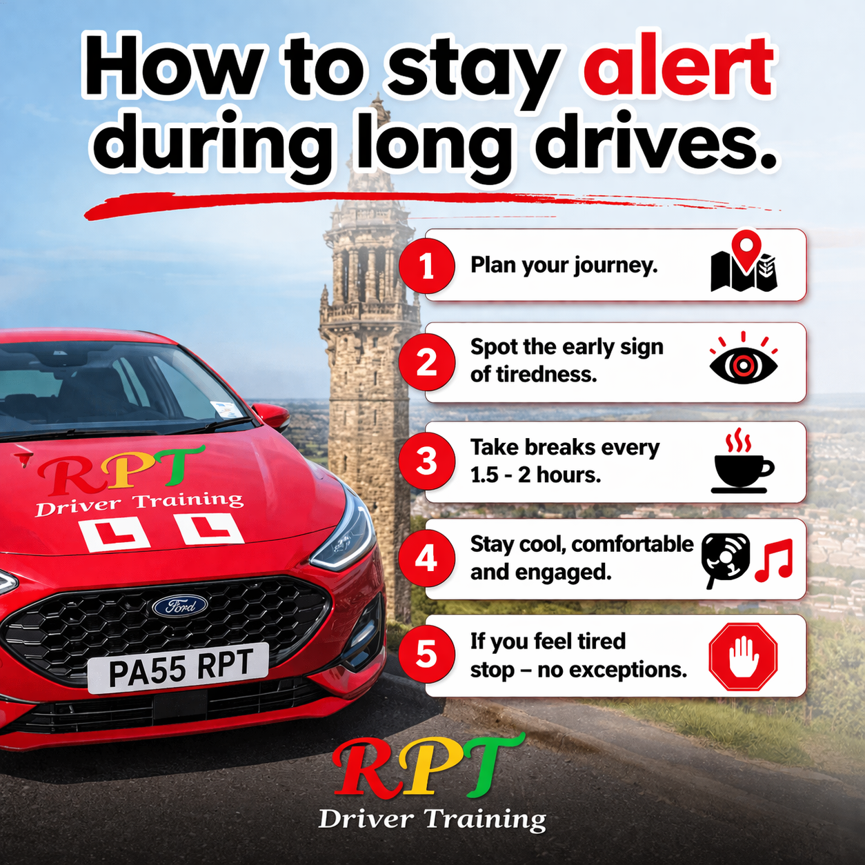 Staying alert during a long drive