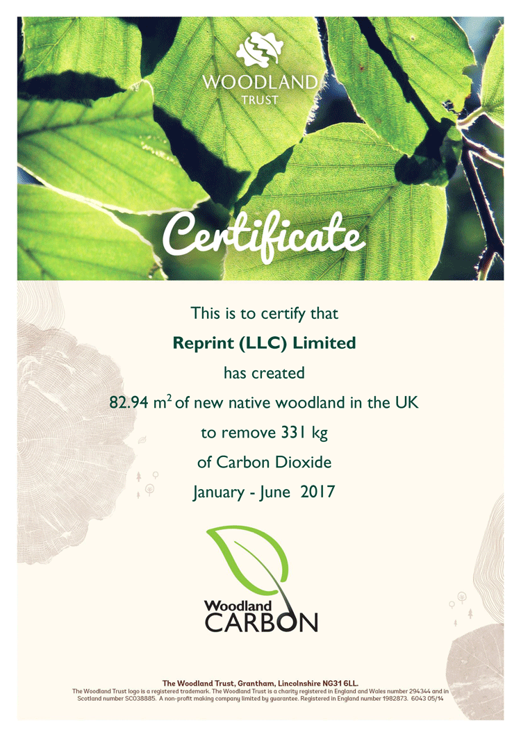 Woodland Trust Certificate RePrint