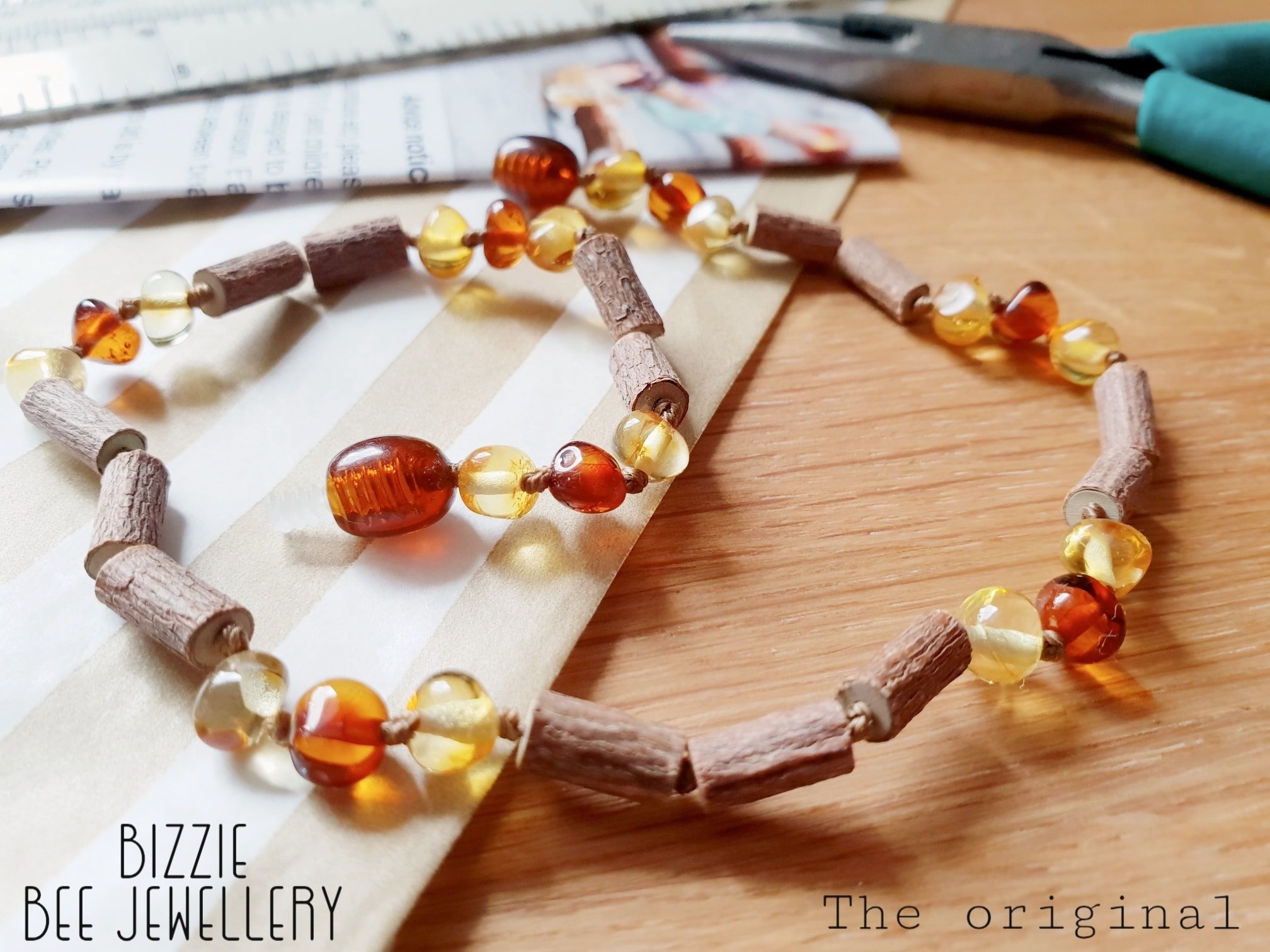 Hazelwood and Baltic amber necklace