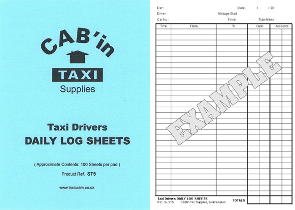 taxi drivers account books taxi drivers customer receipt pads and daily log sheets