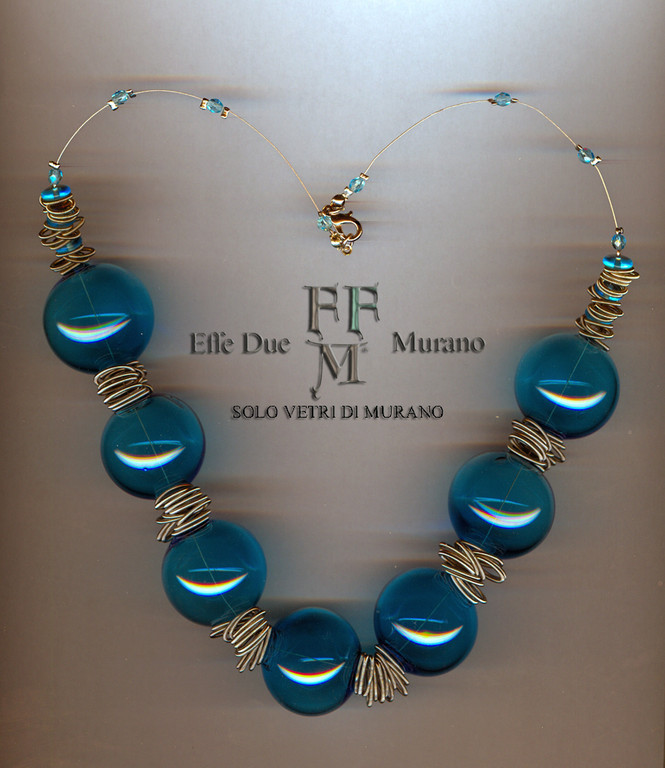 Collana in vetro di Murano con perle soffiate