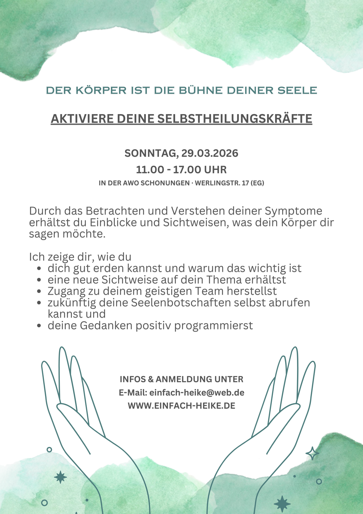 WORKSHOP Aktiviere deine Selbsheilungskräftetheilungskräfte