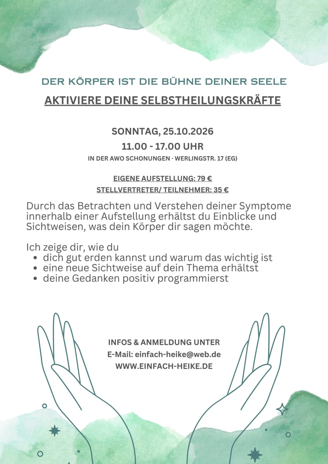 WORKSHOP 25.10.2026 Aktiviere deine Selbsheilungskräfte