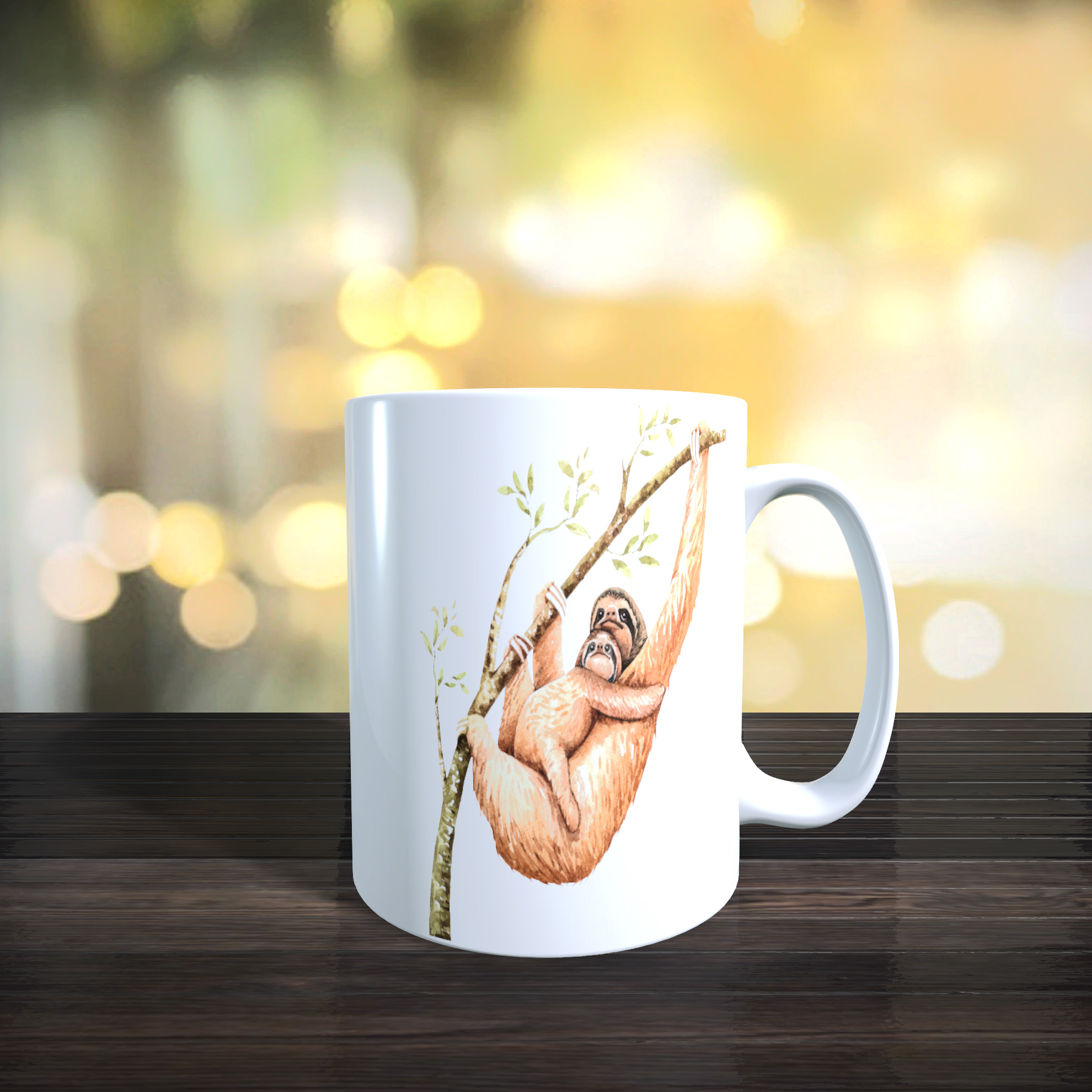 Cute Mother and Baby Sloth 11oz Ceramic Mothers Day / Birthday Gift Mug.